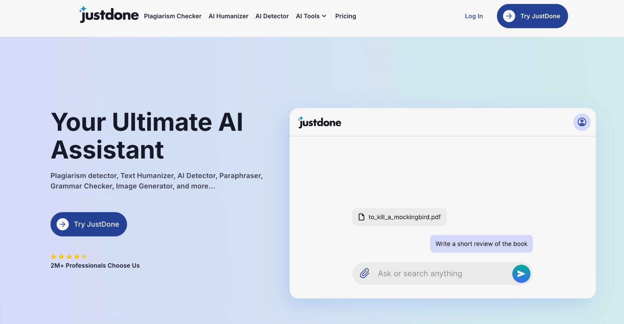 JustDone AI Tool Interface
