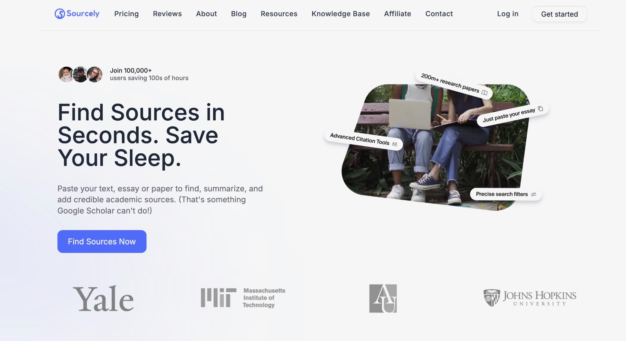 Sourcely AI Tool Interface